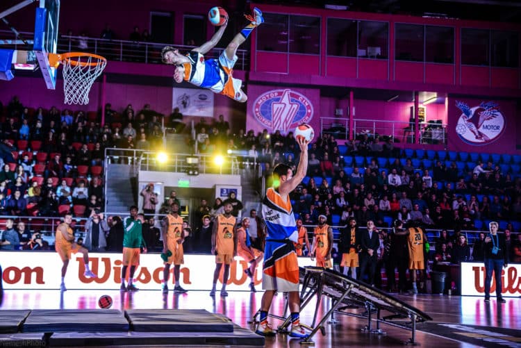 Acrobatic basketball best in the world dunk team