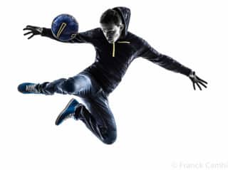 young man soccer freestyler player silhouette